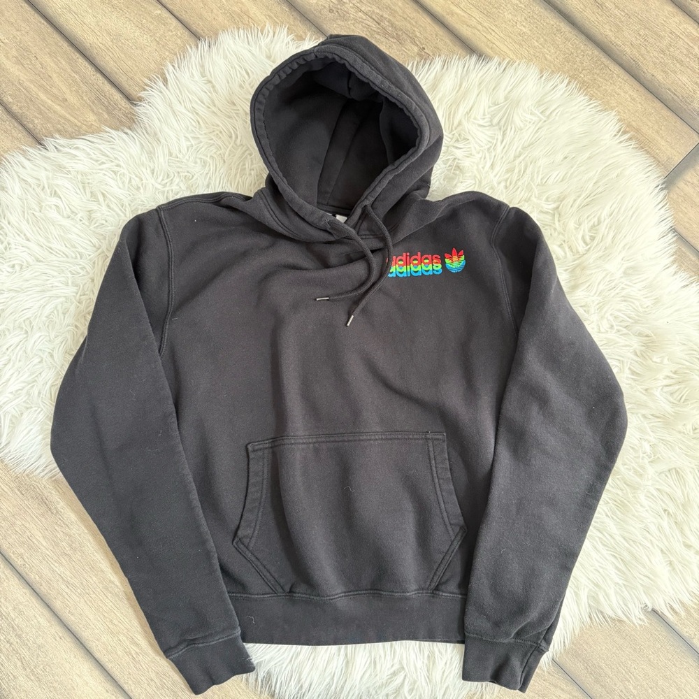 Adidas Black Hoodie with Colorful Logo
